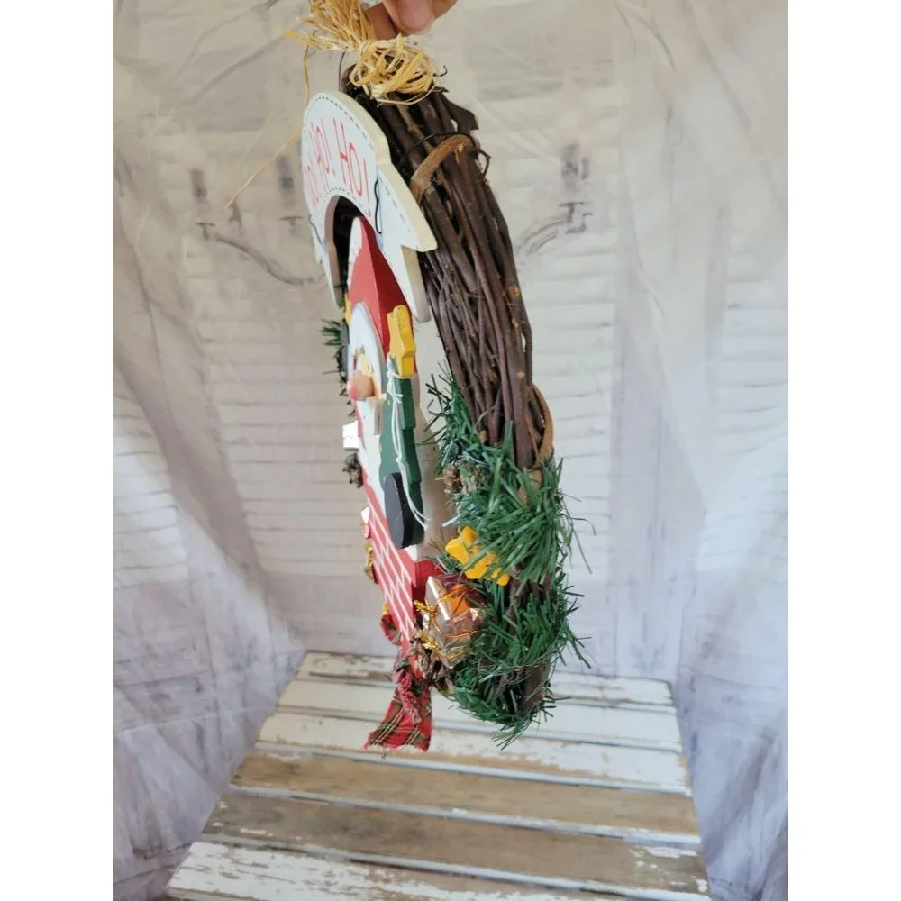 Santa wreath country folk Xmas‎ decor home outside